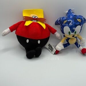 Lot Of 2  SEGA Camo Sonic The Hedgehog 8” & Dr Eggman Plush 8.5” Stuffed Toys